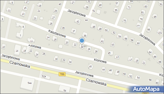 Piekoszów, Kasztanowa, 24, mapa Piekoszów