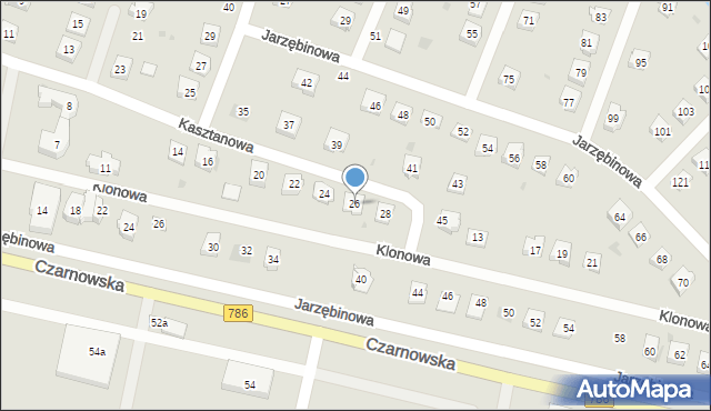 Piekoszów, Kasztanowa, 26, mapa Piekoszów