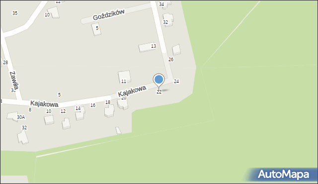 Piotrków Trybunalski, Kajakowa, 22, mapa Piotrków Trybunalski