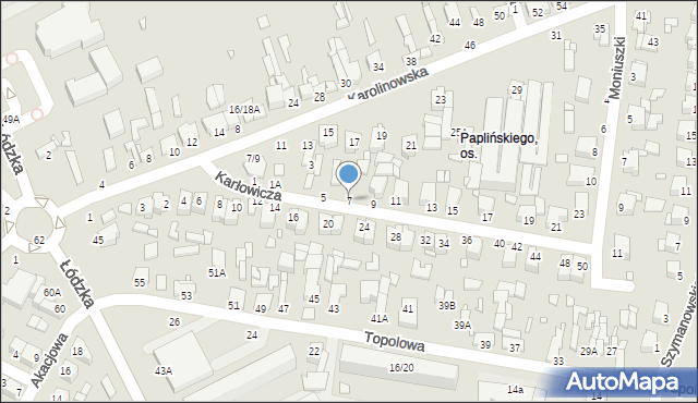 Piotrków Trybunalski, Karłowicza Mieczysława, 7, mapa Piotrków Trybunalski