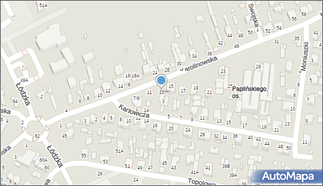 Piotrków Trybunalski, Karolinowska, 13, mapa Piotrków Trybunalski