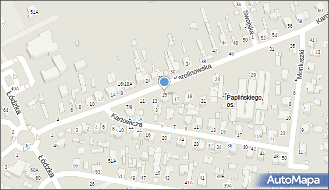 Piotrków Trybunalski, Karolinowska, 15, mapa Piotrków Trybunalski