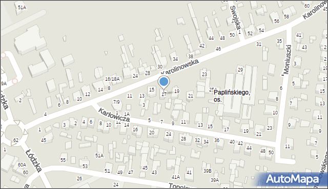 Piotrków Trybunalski, Karolinowska, 17, mapa Piotrków Trybunalski