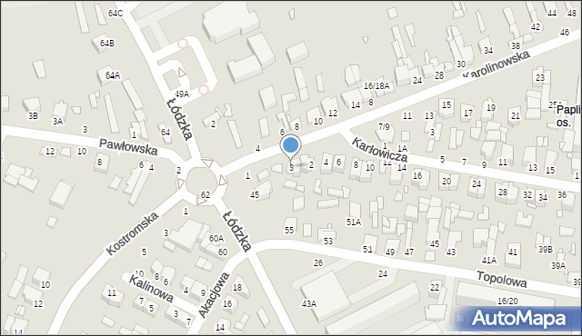 Piotrków Trybunalski, Karolinowska, 3, mapa Piotrków Trybunalski