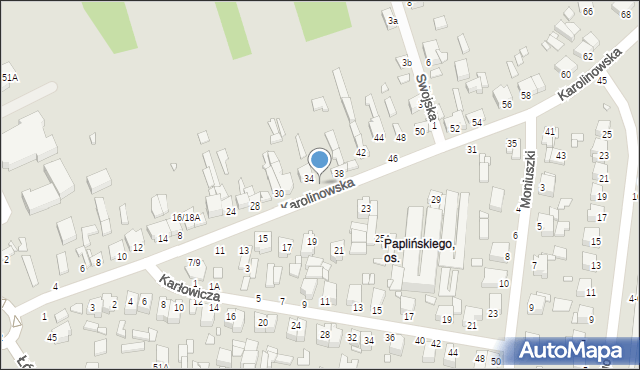 Piotrków Trybunalski, Karolinowska, 36, mapa Piotrków Trybunalski