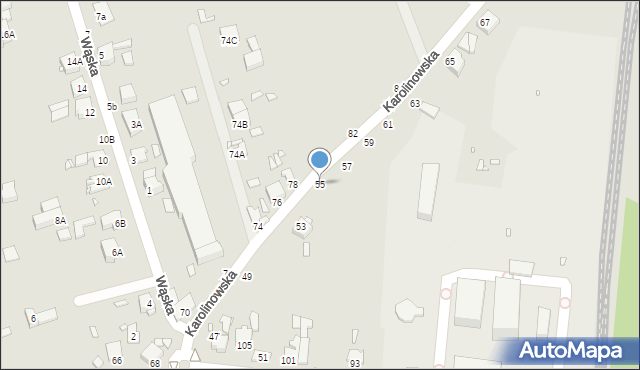 Piotrków Trybunalski, Karolinowska, 55, mapa Piotrków Trybunalski