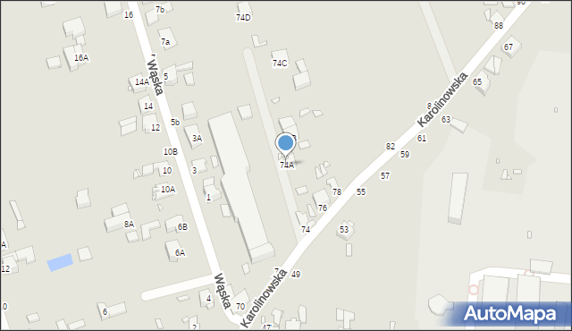 Piotrków Trybunalski, Karolinowska, 74A, mapa Piotrków Trybunalski