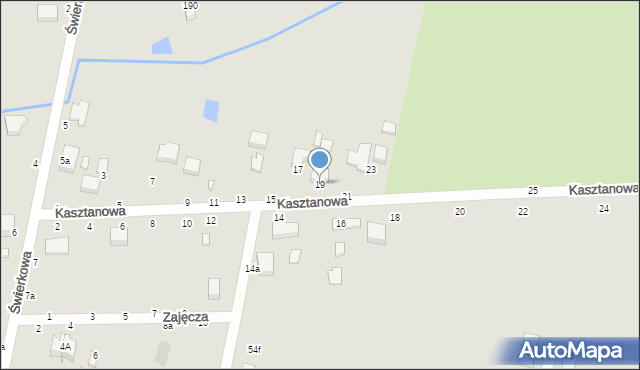 Piotrków Trybunalski, Kasztanowa, 19, mapa Piotrków Trybunalski