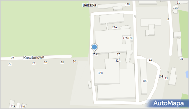 Piotrków Trybunalski, Kasztanowa, 25A, mapa Piotrków Trybunalski
