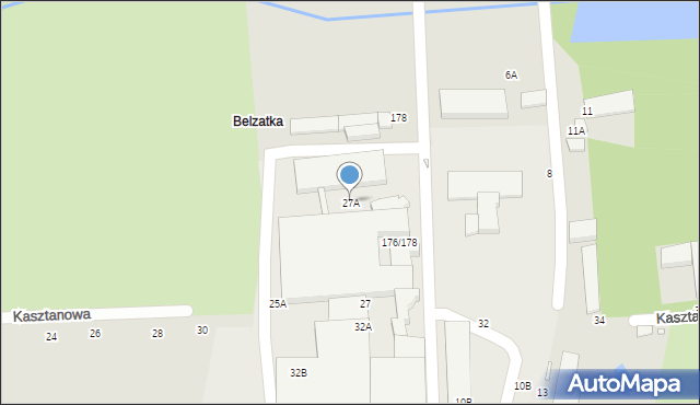 Piotrków Trybunalski, Kasztanowa, 27A, mapa Piotrków Trybunalski