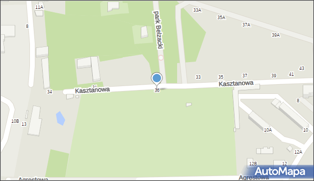 Piotrków Trybunalski, Kasztanowa, 36, mapa Piotrków Trybunalski