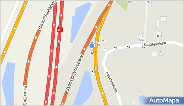 Piotrków Trybunalski, Kasztelańska, 61, mapa Piotrków Trybunalski