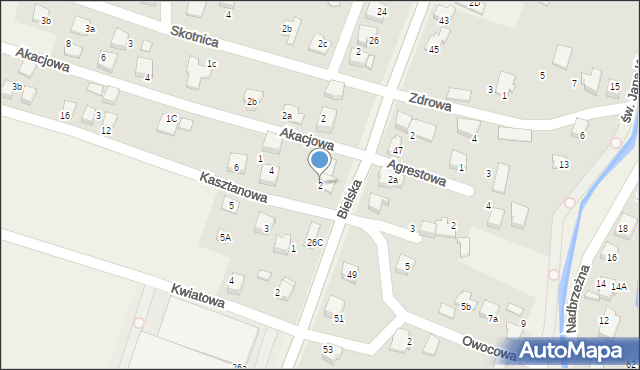 Pisarzowice, Kasztanowa, 2, mapa Pisarzowice