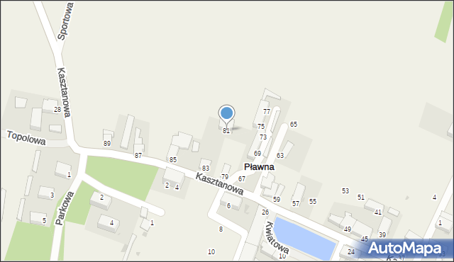 Pławna, Kasztanowa, 81, mapa Pławna