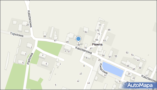 Pławna, Kasztanowa, 83, mapa Pławna