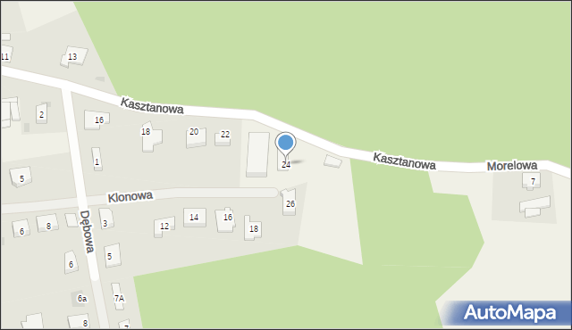 Pniewo, Kasztanowa, 24, mapa Pniewo