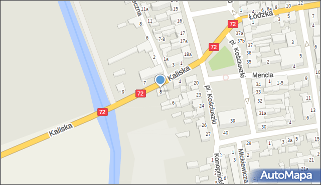 Poddębice, Kaliska, 8, mapa Poddębice