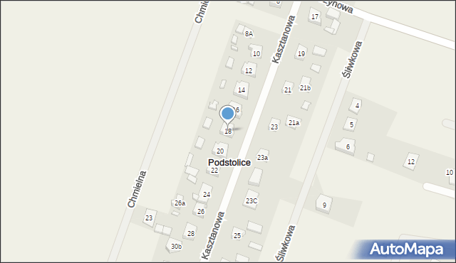 Podstolice, Kasztanowa, 18, mapa Podstolice