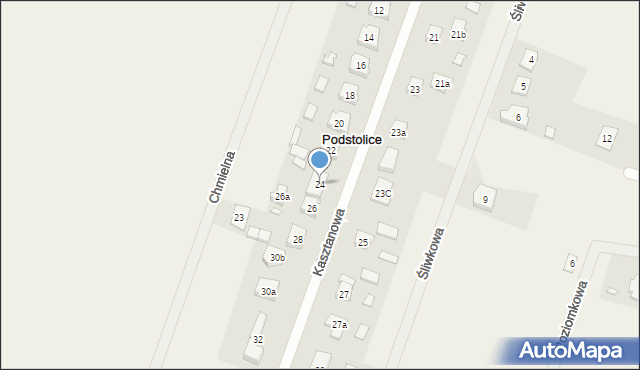 Podstolice, Kasztanowa, 24, mapa Podstolice