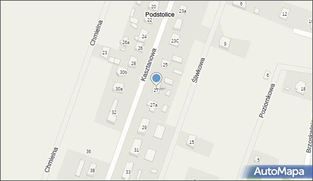 Podstolice, Kasztanowa, 27, mapa Podstolice