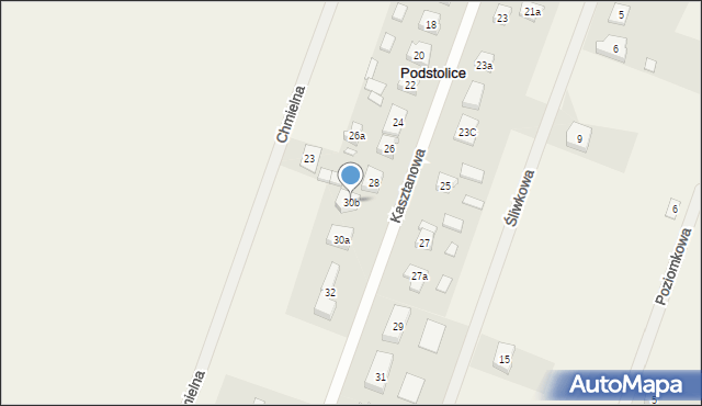 Podstolice, Kasztanowa, 30b, mapa Podstolice