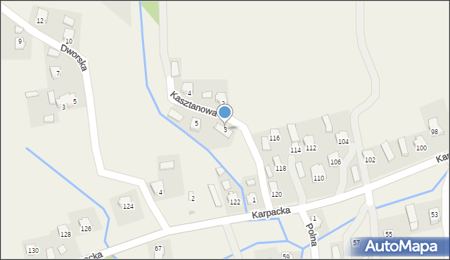 Poraż, Kasztanowa, 3, mapa Poraż