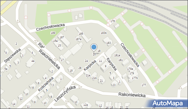 Poznań, Karpicka, 20, mapa Poznania