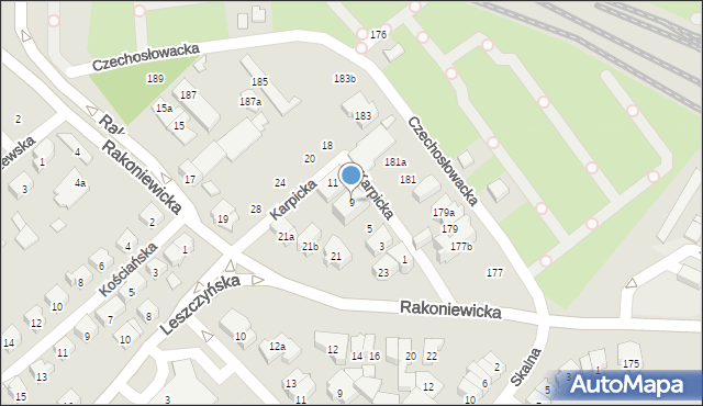 Poznań, Karpicka, 9, mapa Poznania