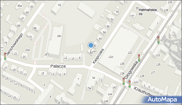Poznań, Kasprzaka Marcina, 64, mapa Poznania