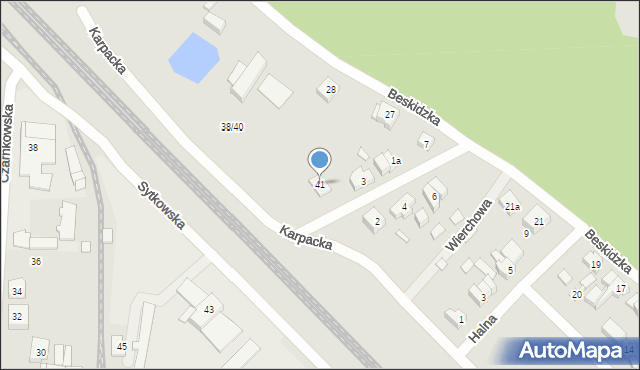 Poznań, Karpacka, 41, mapa Poznania