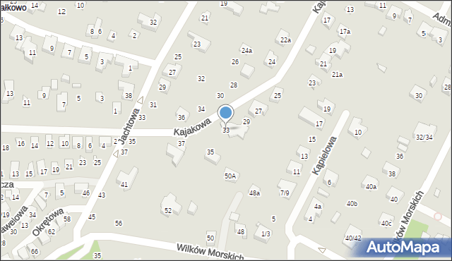 Poznań, Kajakowa, 33, mapa Poznania