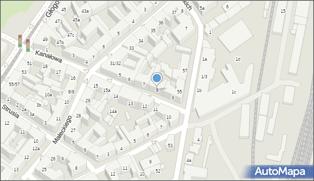 Poznań, Kanałowa, 8, mapa Poznania