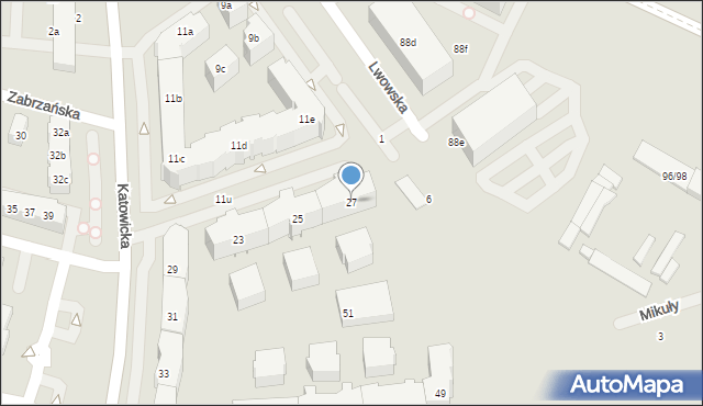 Poznań, Katowicka, 27, mapa Poznania