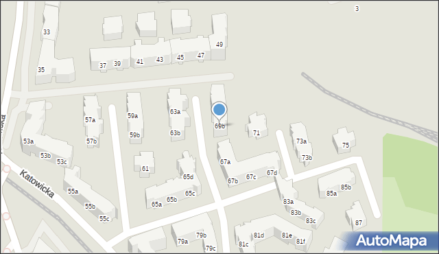 Poznań, Katowicka, 69b, mapa Poznania