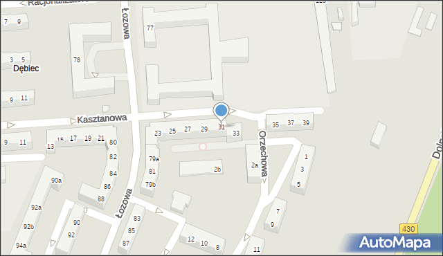 Poznań, Kasztanowa, 31, mapa Poznania