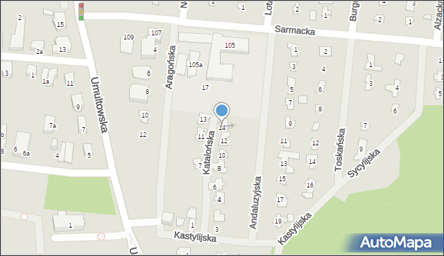 Poznań, Katalońska, 14, mapa Poznania