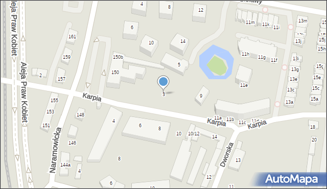 Poznań, Karpia, 3, mapa Poznania