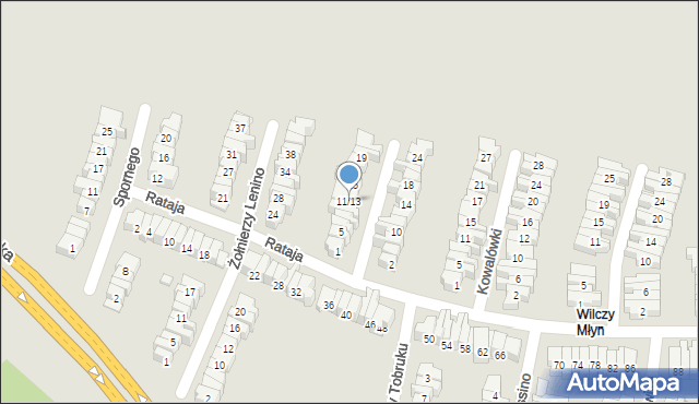 Poznań, Kaczorowskiego Ryszarda, prezydenta, 11/13, mapa Poznania