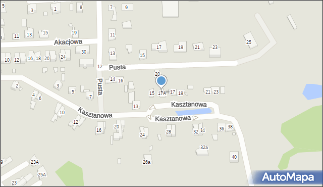 Prabuty, Kasztanowa, 17A, mapa Prabuty