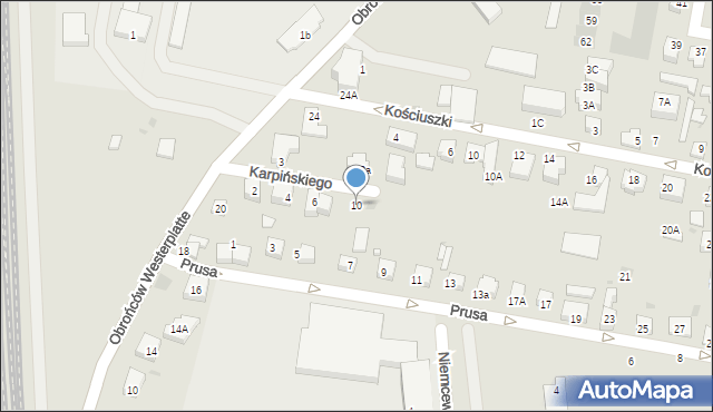 Pruszcz Gdański, Karpińskiego Franciszka, 10, mapa Pruszcz Gdański