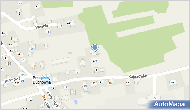 Przeginia Duchowna, Kajasówka, 7, mapa Przeginia Duchowna