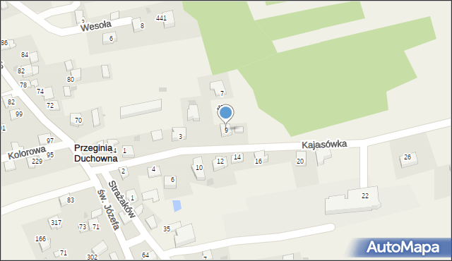 Przeginia Duchowna, Kajasówka, 9, mapa Przeginia Duchowna