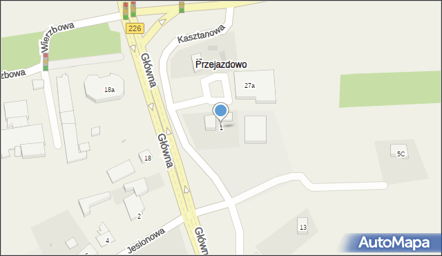 Przejazdowo, Kasztanowa, 1, mapa Przejazdowo