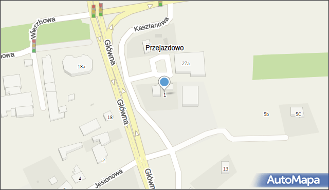 Przejazdowo, Kasztanowa, 1, mapa Przejazdowo