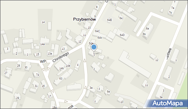 Przybiernów, Kątna, 1, mapa Przybiernów