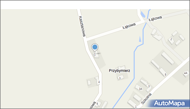 Przybymierz, Kasztanowa, 1, mapa Przybymierz