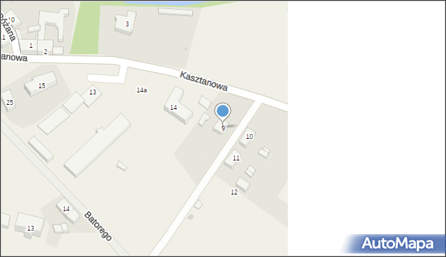 Pszczew, Kasztanowa, 9, mapa Pszczew