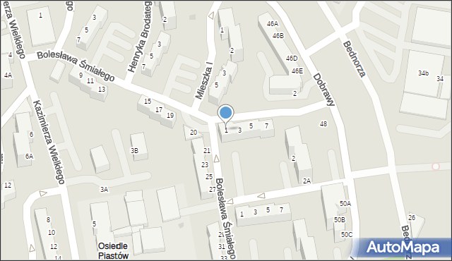 Pszczyna, Kazimierza Sprawiedliwego, 1, mapa Pszczyny