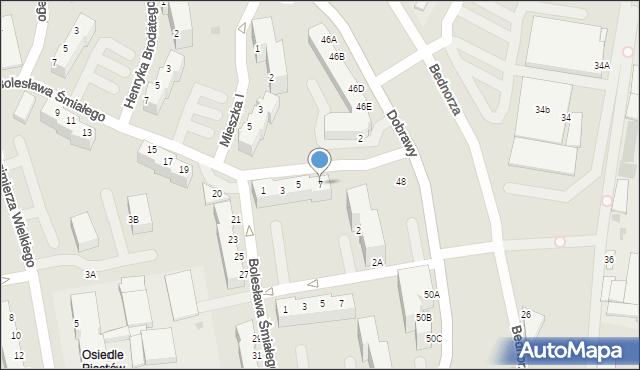 Pszczyna, Kazimierza Sprawiedliwego, 7, mapa Pszczyny