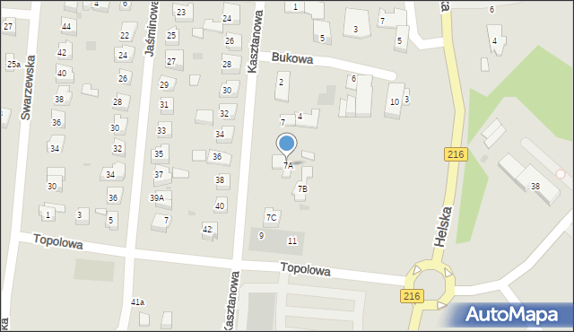 Puck, Kasztanowa, 7A, mapa Puck